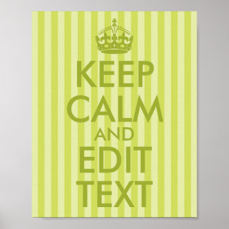 Poster Rayure Vert Citron Gardez votre calme et modifiez