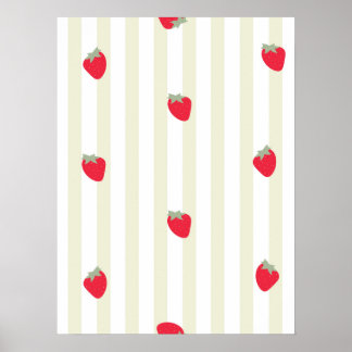 Poster Rayure verte et cerises