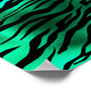 Poster Rayures de tigre noir vert émeraude Animaux sauvag