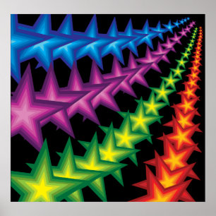 Poster rayures étoiles vives