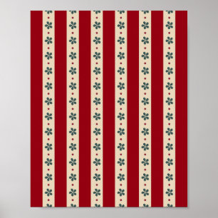 Poster Rayures Rouges Et Fleurs