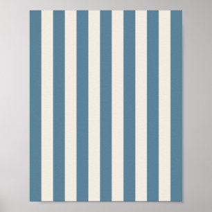 Poster Rayures verticales bleues et crème