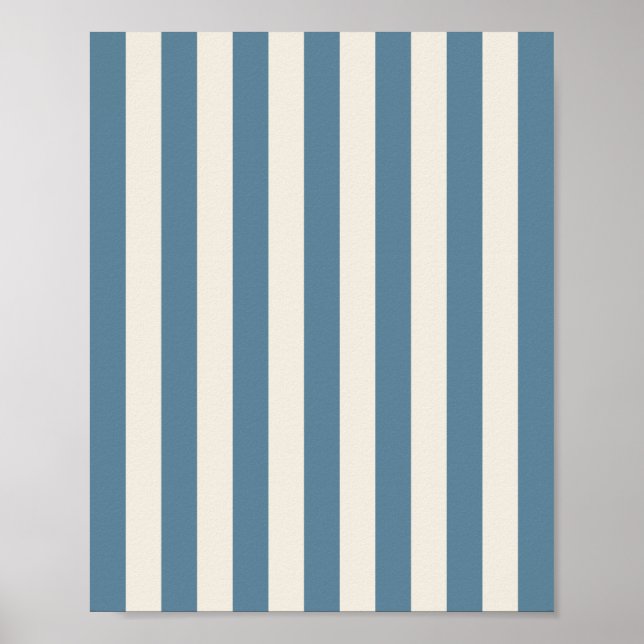 Poster Rayures verticales bleues et crème (Devant)