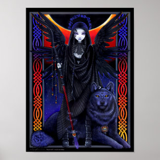 Poster Rayvnwolf Magique Wolf Guardian Angel Poste