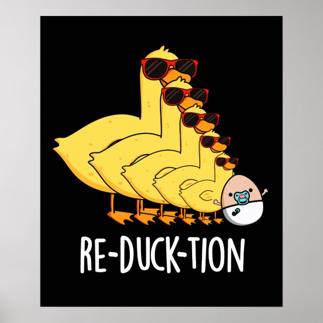 Poster Re-duck tion Funny Animal Canard Pun Dark BG (Devant)