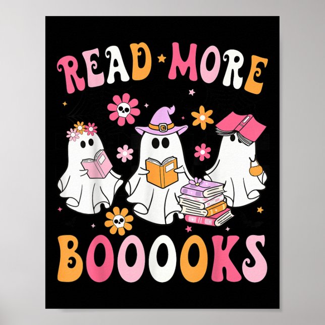 Poster Read More Books Ghosts Reading Book Funny Teacher  (Devant)