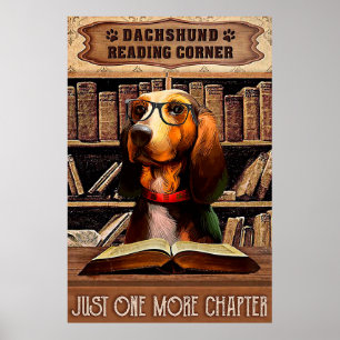 Poster Reading Corner Book Dachshund dog