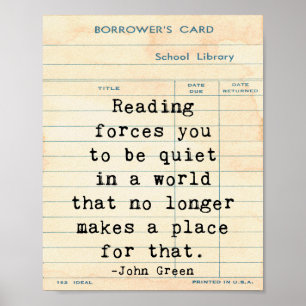 Poster Reading Quiet John Green Citation Wall Art