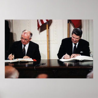 Poster Reagan et Gorbatchev à la signature