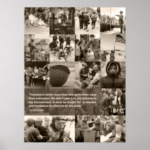 Poster Reagan's Famous Freedom cite. Images Curated.