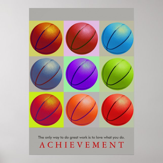 Poster Réalisation Motivationnelle Basketball Pop Art (Devant)