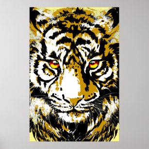 Poster réaliste en tigre - Tigre beige Tigre Tiger