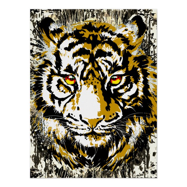 Poster réaliste Tiger Glossy - Tête Cool Tiger (Devant)
