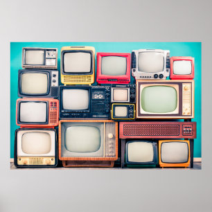 Poster Récepteurs TV rétro à partir des années 60, les an