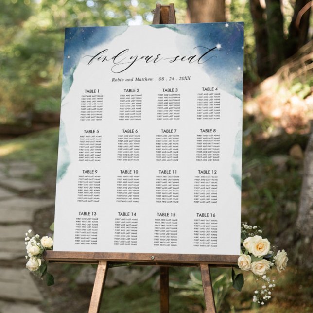 Poster Réception de mariage céleste 16 Panneau de la cart (Créateur téléchargé)