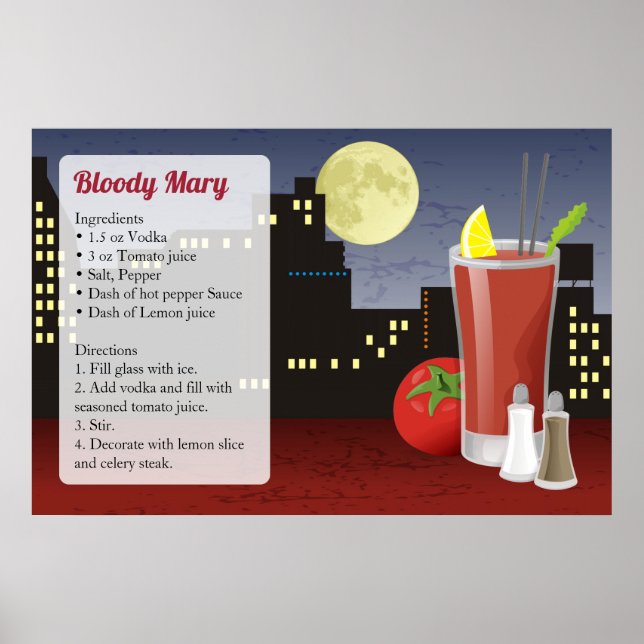 Poster Recette Bloody Mary (Devant)