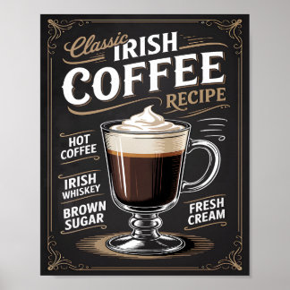 Poster Recette Classique de Café Irlandais Vintage