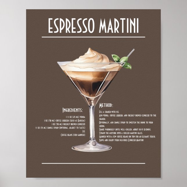 Poster Recette classique Espresso Martini (Devant)