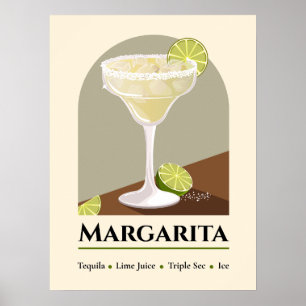 Poster Recette d'art de Margarita mexicaine classique ave