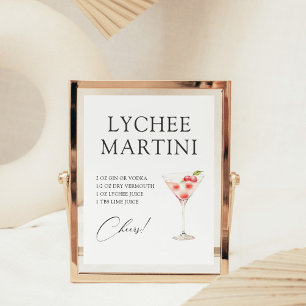 Poster Recette de bar à cocktail Lychee Martini
