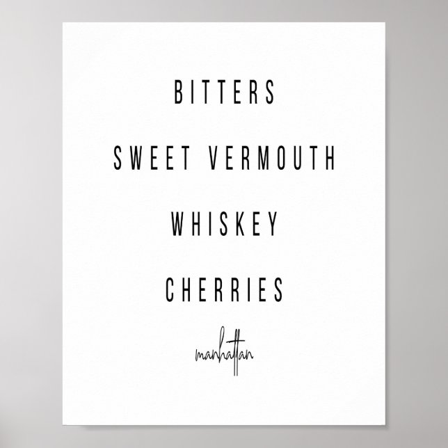 Poster Recette de cocktail Manhattan (Devant)