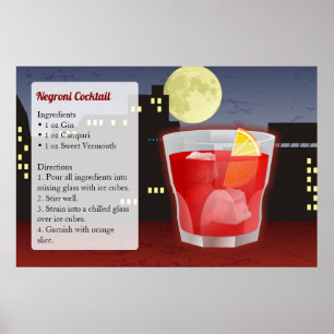 Poster Recette de cocktail Negroni