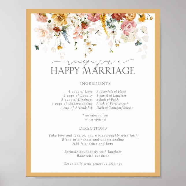 Poster Recette de Fleur Jaune Sauvage pour un Mariage Heu (Devant)