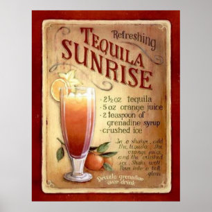 Poster recette de lever de soleil de tequila