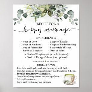 Poster Recette de mariage heureux Cadeau de mariage Match