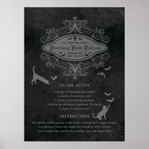 Poster Recette de potion drôle de chat et de chauves-sour