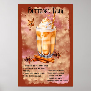 Poster Recette de rhum de beurre de Noël Noël