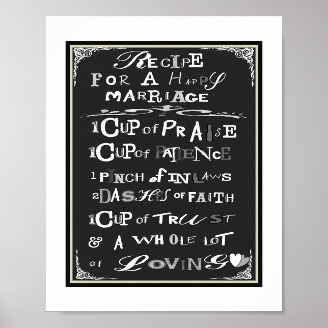 Poster Recette de typographie pour l'affiche Mariage heur (Devant)