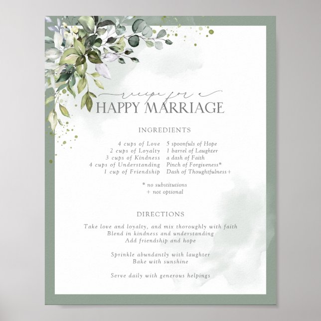 Poster Recette d'eucalyptus bleu poussière pour un mariag (Devant)