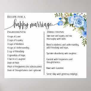 Poster Recette pour un mariage heureux signe cadeau maria