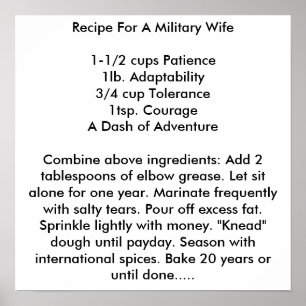Poster Recette Pour Une Femme Militaire