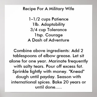 Poster Recette Pour Une Femme Militaire