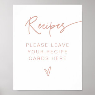 Poster Recettes de Baby Shower Rose Pâle Boho MARLO 