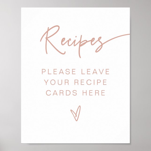 Poster Recettes de Fête de Fiançailles Rose Pâle Boho MAR (Devant)