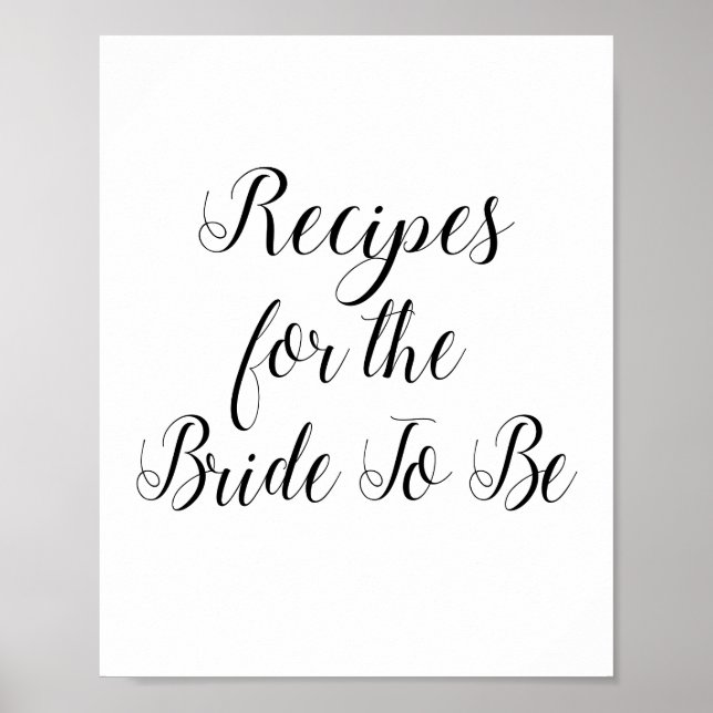 Poster Recettes pour l'épouse à être signe Fête des marié (Devant)