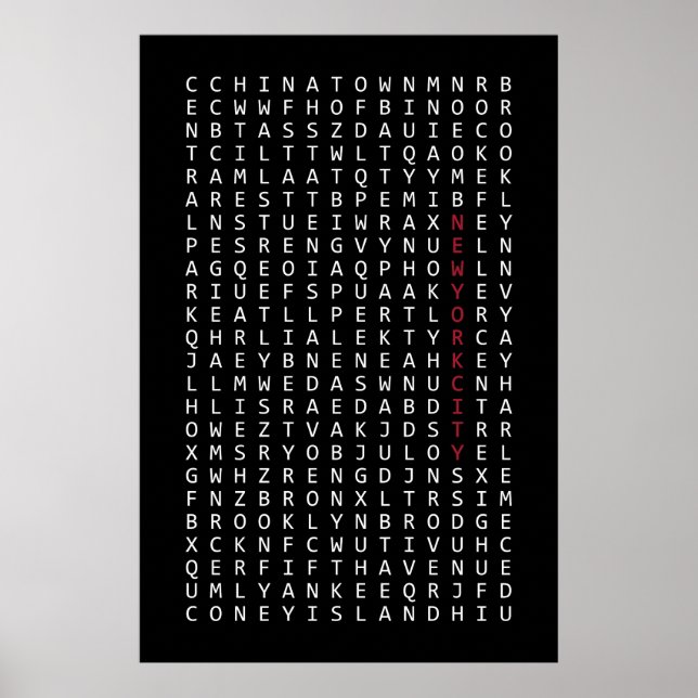 Poster Recherche de mots à New York (Devant)