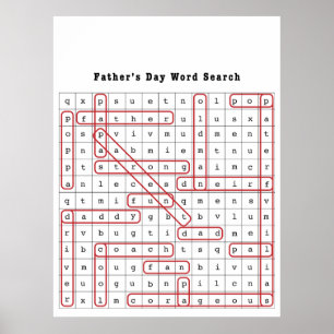 Poster Recherche de mots Fêtes des pères