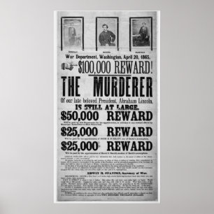 Poster Recherché Lincoln Assassinat Conspirateurs