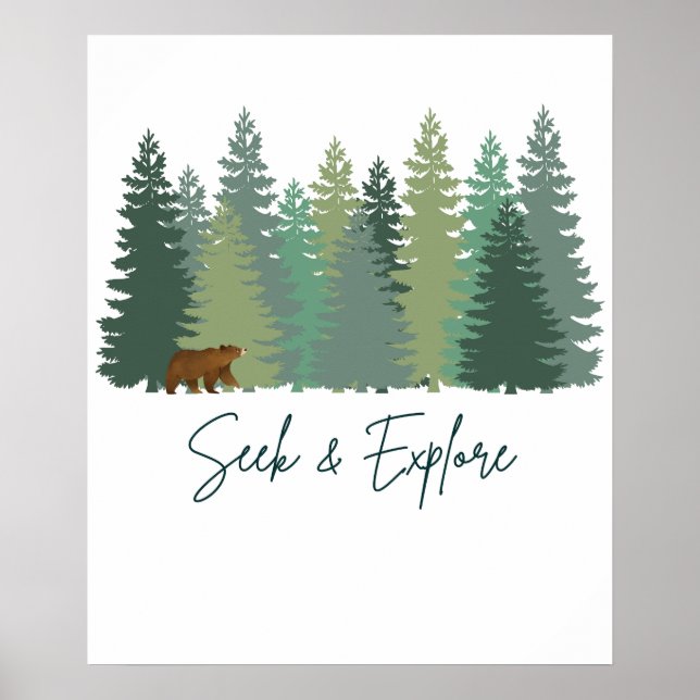 Poster Rechercher et explorer l'ours en forêt Téléchargem (Devant)