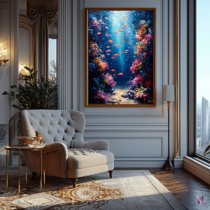 Poster Récif de corail sous-marin dans le style impressio