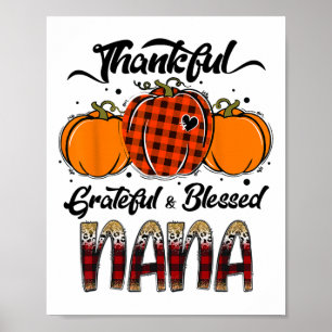 Poster Reconnaissante Grateful Bénie Nana Carreaux Thanks