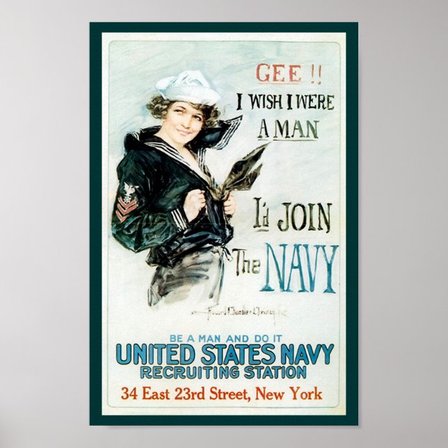 Poster Recrutement de la marine de la Première Guerre mon (Devant)