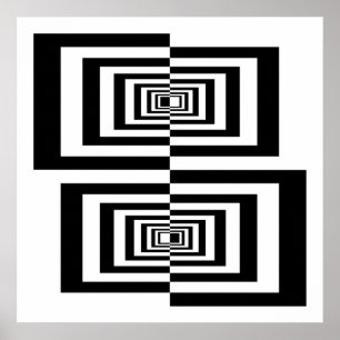 Poster Rectangles Géométriques Abstraits Noir & Blanc Mod