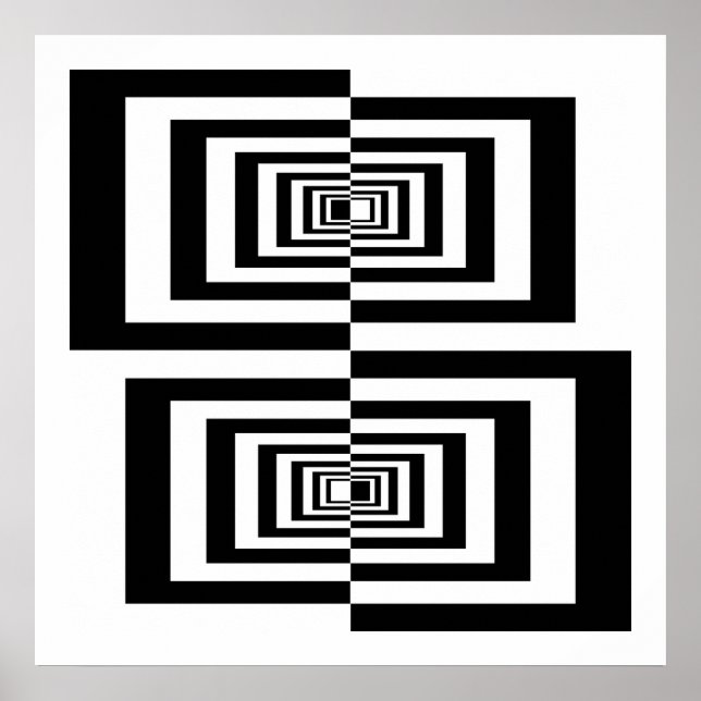 Poster Rectangles Géométriques Abstraits Noir & Blanc Mod (Devant)
