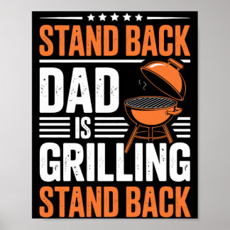 Poster Recule Papa Grillant Un Bbq Fête De Jardin