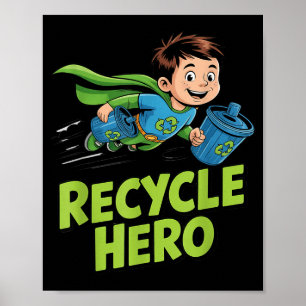 Poster Recycle héros enfants jour de la terre 
